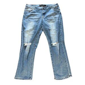 Rock & Royal Women's Jeans Size 18 Straight Leg Distressed Medium Blue Wash